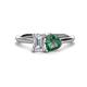 1 - Esther Emerald Shape Forever Brilliant Moissanite & Heart Shape Lab Created Alexandrite 2 Stone Duo Ring 