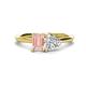 1 - Esther GIA Certified Heart Shape Diamond & Emerald Shape Morganite 2 Stone Duo Ring 