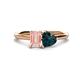 1 - Esther Emerald Shape Morganite & Heart Shape London Blue Topaz 2 Stone Duo Ring 