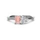 1 - Esther Emerald Shape Morganite & Heart Shape Forever One Moissanite 2 Stone Duo Ring 