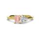 1 - Esther IGI Certified Heart Shape Lab Grown Diamond & Emerald Shape Morganite 2 Stone Duo Ring 