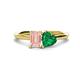 1 - Esther Emerald Shape Morganite & Heart Shape Lab Created Emerald 2 Stone Duo Ring 