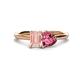 1 - Esther Emerald Shape Morganite & Heart Shape Pink Tourmaline 2 Stone Duo Ring 