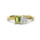 1 - Esther GIA Certified Heart Shape Diamond & Emerald Shape Peridot 2 Stone Duo Ring 