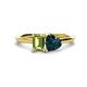 1 - Esther Emerald Shape Peridot & Heart Shape London Blue Topaz 2 Stone Duo Ring 