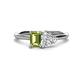 1 - Esther IGI Certified Heart Shape Lab Grown Diamond & Emerald Shape Peridot 2 Stone Duo Ring 