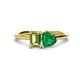 1 - Esther Emerald Shape Peridot & Heart Shape Lab Created Emerald 2 Stone Duo Ring 