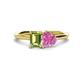 1 - Esther Emerald Shape Peridot & Heart Shape Pink Sapphire 2 Stone Duo Ring 