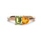 1 - Esther Emerald Shape Peridot & Heart Shape Citrine 2 Stone Duo Ring 