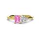 1 - Esther Emerald Shape Pink Sapphire & Heart Shape Forever One Moissanite 2 Stone Duo Ring 