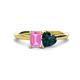 1 - Esther Emerald Shape Pink Sapphire & Heart Shape London Blue Topaz 2 Stone Duo Ring 