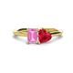 1 - Esther Emerald Shape Pink Sapphire & Heart Shape Lab Created Ruby 2 Stone Duo Ring 