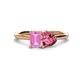 1 - Esther Emerald Shape Pink Sapphire & Heart Shape Pink Tourmaline 2 Stone Duo Ring 