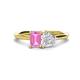 1 - Esther Emerald Shape Pink Sapphire & Heart Shape White Sapphire 2 Stone Duo Ring 