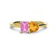 1 - Esther Emerald Shape Pink Sapphire & Heart Shape Citrine 2 Stone Duo Ring 
