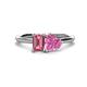 1 - Esther Emerald Shape Pink Tourmaline & Heart Shape Pink Sapphire 2 Stone Duo Ring 