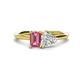 1 - Esther Emerald Shape Pink Tourmaline & Heart Shape Forever Brilliant Moissanite 2 Stone Duo Ring 