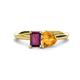 1 - Esther Emerald Shape Rhodolite Garnet & Heart Shape Citrine 2 Stone Duo Ring 