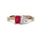 1 - Esther GIA Certified Heart Shape Diamond & Emerald Shape Lab Created Ruby 2 Stone Duo Ring 