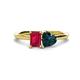 1 - Esther Emerald Shape Lab Created Ruby & Heart Shape London Blue Topaz 2 Stone Duo Ring 