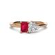 1 - Esther Emerald Shape Lab Created Ruby & Heart Shape Forever One Moissanite 2 Stone Duo Ring 