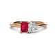 1 - Esther IGI Certified Heart Shape Lab Grown Diamond & Emerald Shape Lab Created Ruby 2 Stone Duo Ring 