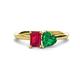 1 - Esther Emerald Shape Lab Created Ruby & Heart Shape Lab Created Emerald 2 Stone Duo Ring 