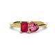 1 - Esther Emerald Shape Lab Created Ruby & Heart Shape Pink Tourmaline 2 Stone Duo Ring 