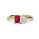 1 - Esther Emerald Shape Lab Created Ruby & Heart Shape White Sapphire 2 Stone Duo Ring 