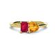 1 - Esther Emerald Shape Lab Created Ruby & Heart Shape Citrine 2 Stone Duo Ring 