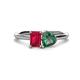 1 - Esther Emerald Shape Created Ruby & Heart Shape Lab Created Alexandrite 2 Stone Duo Ring 