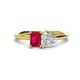 1 - Esther IGI Certified Heart Shape Lab Grown Diamond & Emerald Shape Lab Created Ruby 2 Stone Duo Ring 