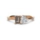 1 - Esther Emerald Shape Smoky Quartz & Heart Shape Forever Brilliant Moissanite 2 Stone Duo Ring 