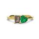 1 - Esther Emerald Shape Smoky Quartz & Heart Shape Lab Created Emerald 2 Stone Duo Ring 