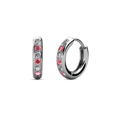 Cianna ctw Petite Pink Tourmaline and Diamond Hoop Earrings
