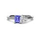 1 - Esther IGI Certified Heart Shape Lab Grown Diamond & Emerald Shape Tanzanite 2 Stone Duo Ring 