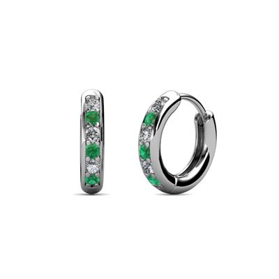 Cianna ctw Petite Emerald and Diamond Hoop Earrings