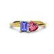 1 - Esther Emerald Shape Tanzanite & Heart Shape Pink Tourmaline 2 Stone Duo Ring 