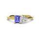1 - Esther Emerald Shape Tanzanite & Heart Shape Forever One Moissanite 2 Stone Duo Ring 