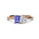 1 - Esther Emerald Shape Tanzanite & Heart Shape Forever One Moissanite 2 Stone Duo Ring 