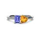 1 - Esther Emerald Shape Tanzanite & Heart Shape Citrine 2 Stone Duo Ring 