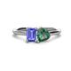 1 - Esther Emerald Shape Tanzanite & Heart Shape Lab Created Alexandrite 2 Stone Duo Ring 