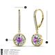 3 - Lillac Iris Round Amethyst and Baguette Diamond Halo Dangling Earrings 
