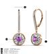 3 - Lillac Iris Round Amethyst and Baguette Diamond Halo Dangling Earrings 