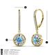 3 - Lillac Iris Round Blue Topaz and Baguette Diamond Halo Dangling Earrings 