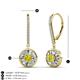 3 - Lillac Iris Round Yellow Diamond and Baguette White Diamond Halo Dangling Earrings 