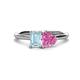 1 - Esther Emerald Shape Aquamarine & Heart Shape Lab Created Pink Sapphire 2 Stone Duo Ring 