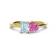 1 - Esther Emerald Shape Aquamarine & Heart Shape Lab Created Pink Sapphire 2 Stone Duo Ring 
