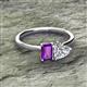 2 - Esther GIA Certified Heart Shape Diamond & Emerald Shape Amethyst 2 Stone Duo Ring 