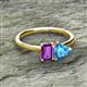 2 - Esther Emerald Shape Amethyst & Heart Shape Blue Topaz 2 Stone Duo Ring 